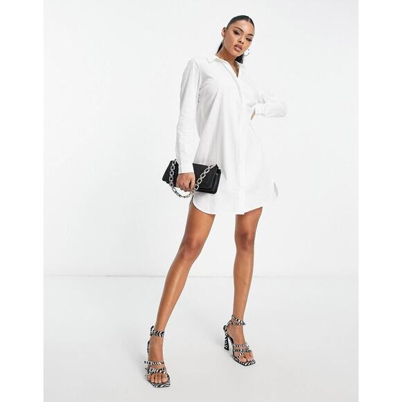 ASOS Design Cotton Mini Shirt Dress In White Size 6. NEW - Picture 3 of 13